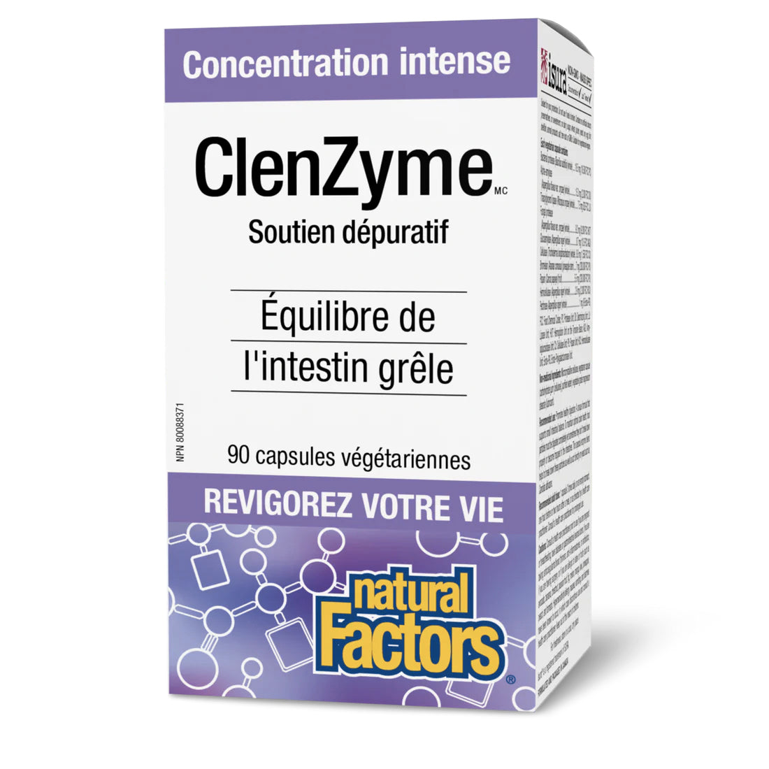 ClenZyme - Enzymes concentration intense - Soutien dépuratif équilibre de l'intestin grêle - Natural Factors - 90 capsules